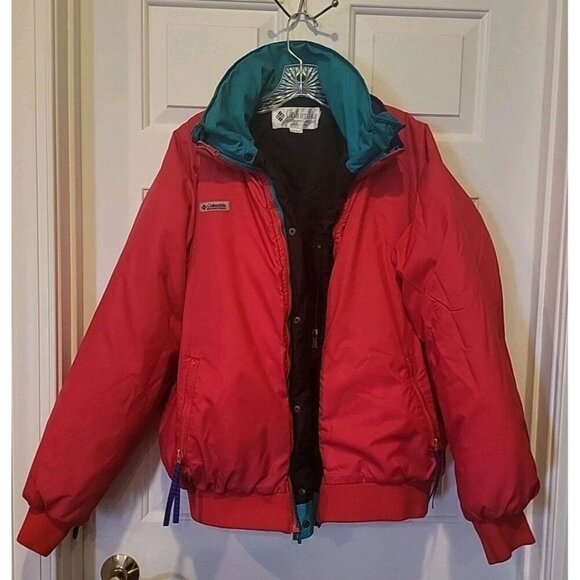 Vintage 90s Columbia Sportswear Powder Keg 3 in 1 Ski Jacket Coat Sz L Teal Purp - Picture 1 of 13